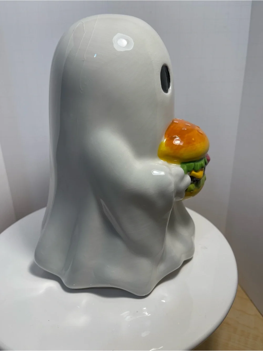 Ghost Holding Hamburger Halloween Decor - NWT **